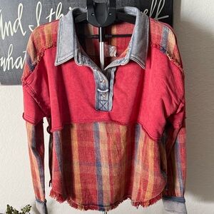 Oli & Hali Red Colorblock Shirt NWOT